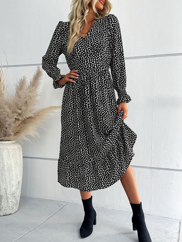 Nouvelle robe imprimée à manches longues pour femmes