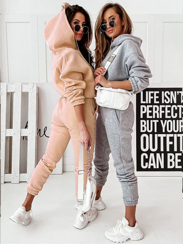 Casual sports hooded long-sleeved trousers two-piece suit SET