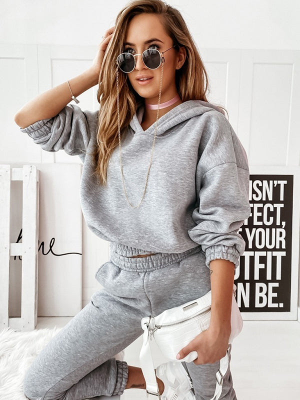 Casual sports hooded long-sleeved trousers two-piece suit SET