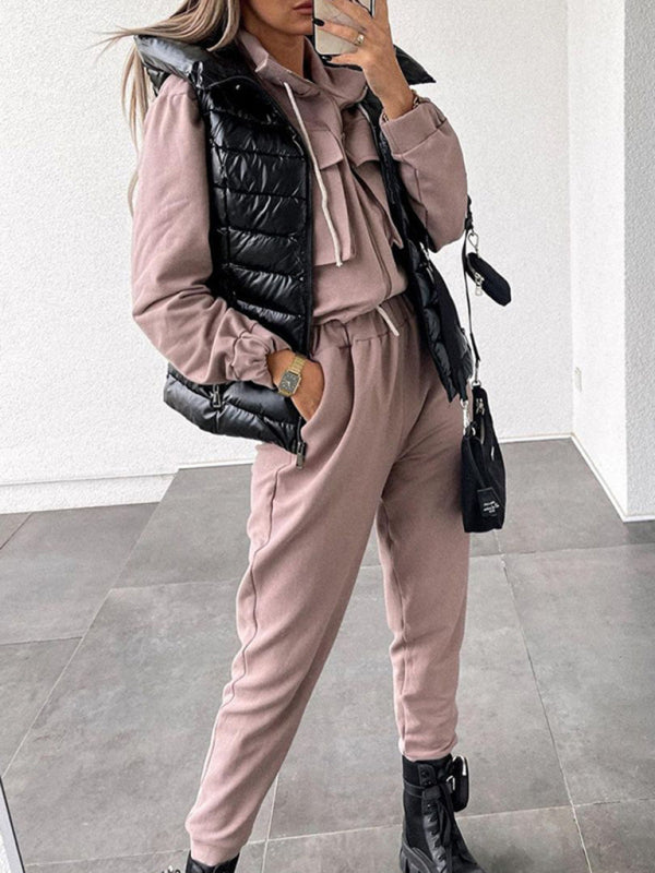 Neu Damenmode Mantel Haremshose Casual Sports Zweiteiliges Set