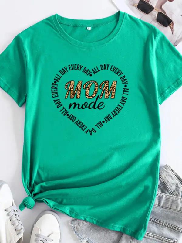 T-Shirt à manches courtes et col rond pour femme, avec lettres anglaises imprimées, pour la fête des mères, nouvelle collection 