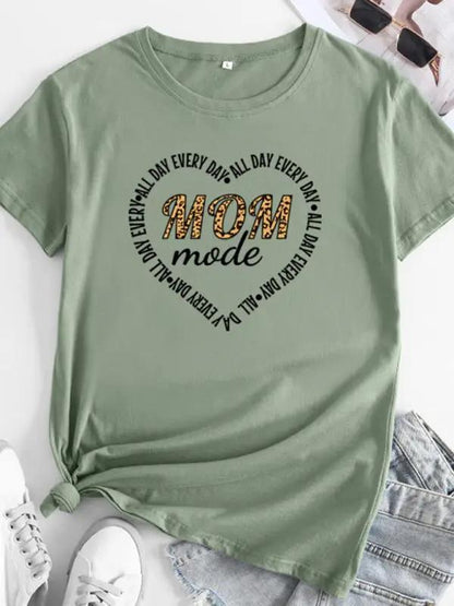 Olive green Mom mode T-shirt with heart design