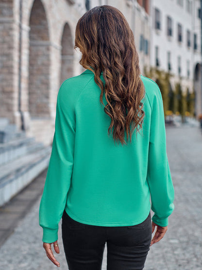 Haut tricoté à manches longues et boutonné à revers pour femme 