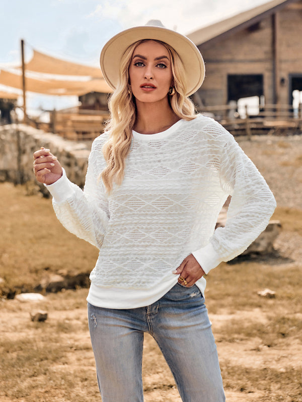 Fashion round neck slim fit long-sleeve knitted top