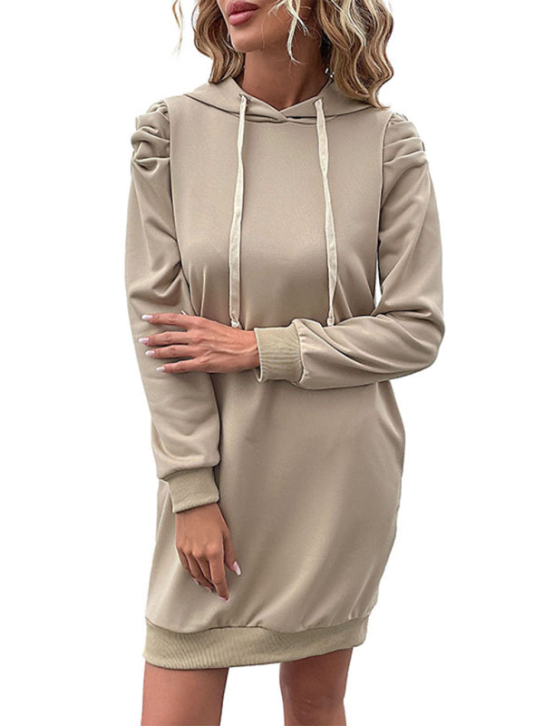 Robe sweat à manches longues de couleur unie pour femmes 