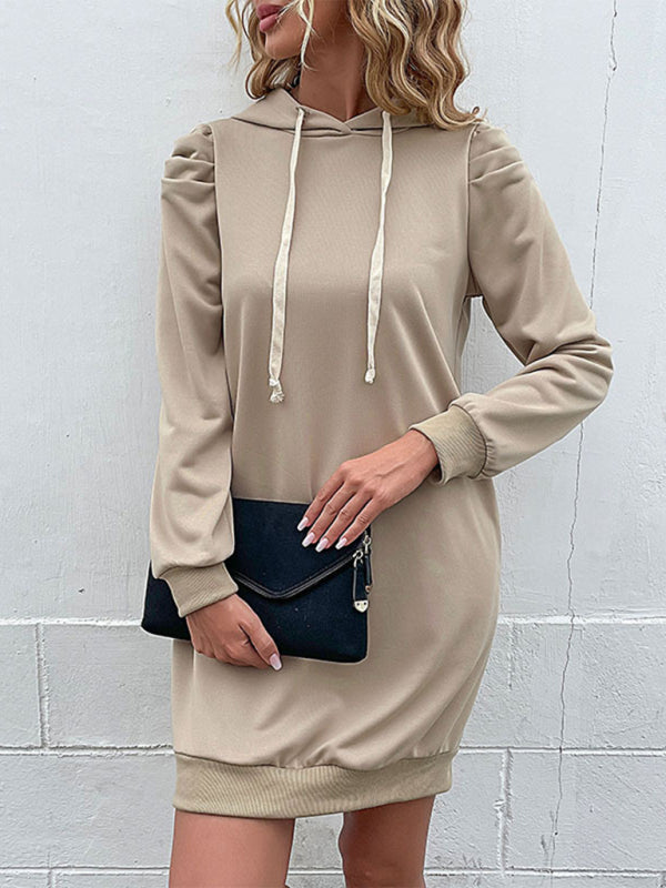 Robe sweat à manches longues de couleur unie pour femmes 