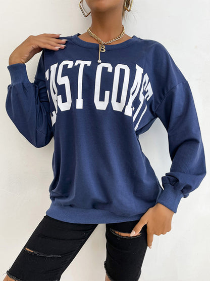 New round neck long sleeve pullover letter sweatshirt