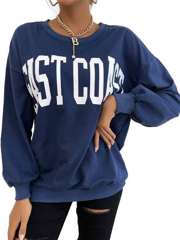 New round neck long sleeve pullover letter sweatshirt