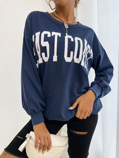 New round neck long sleeve pullover letter sweatshirt