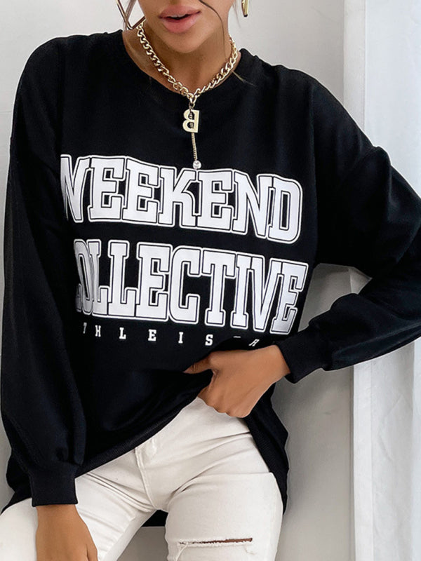 New round neck long sleeve pullover letter sweatshirt