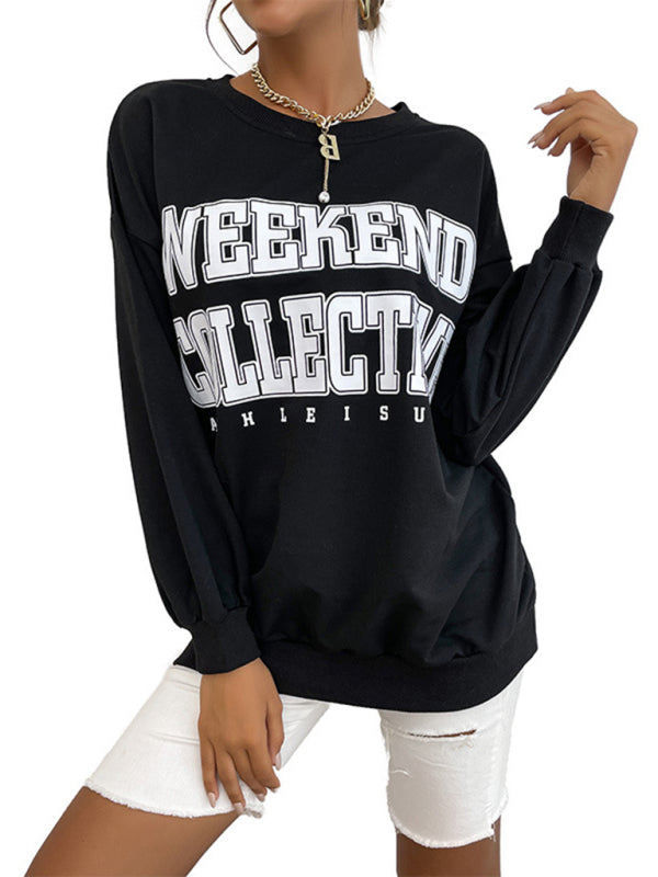 New round neck long sleeve pullover letter sweatshirt