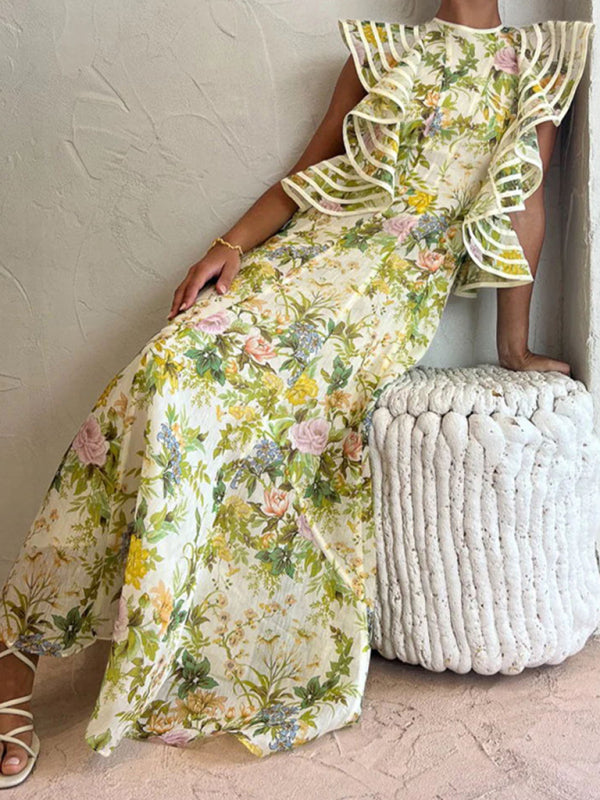 Nouvelle robe sexy à bretelles imprimées dos nu pour femmes 