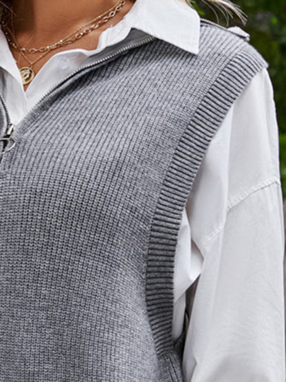 Premium gray V-neck sweater vest new design sleeveless waistcoat top loose pullover vest