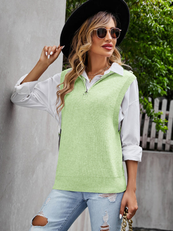 Premium gray V-neck sweater vest new design sleeveless waistcoat top loose pullover vest