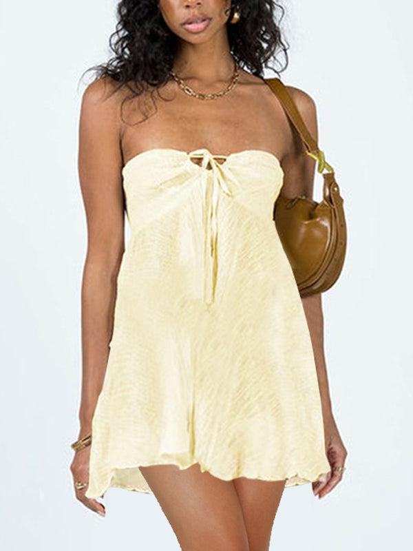 Robe bustier tubulaire Sexy, dos nu, couleur unie, taille haute, nouvelle mode pour femmes 