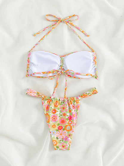 Damen-Bademode, sexy Resort-Bikini mit Blumenmuster 
