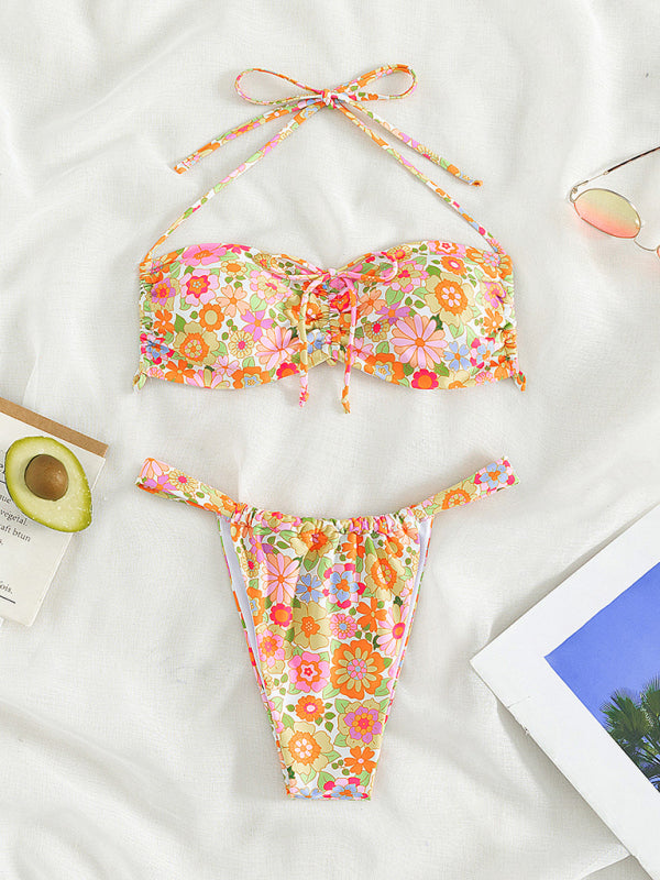 Damen-Bademode, sexy Resort-Bikini mit Blumenmuster 