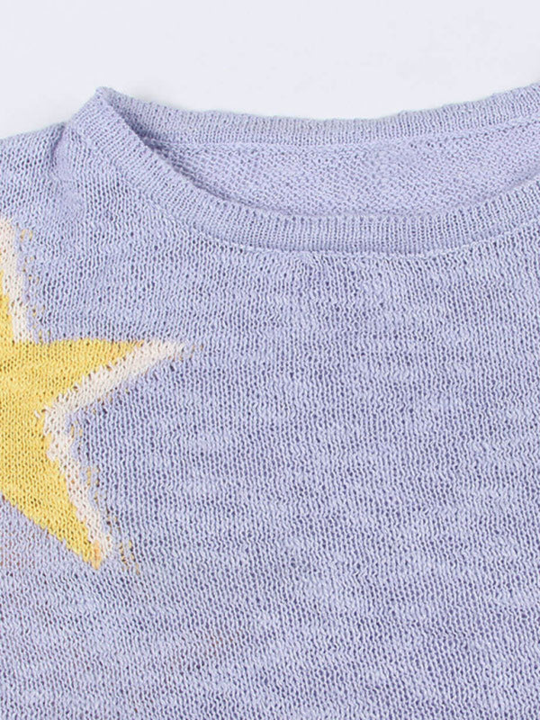 New five-pointed star knitted long-sleeved sweater