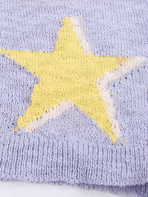 New five-pointed star knitted long-sleeved sweater