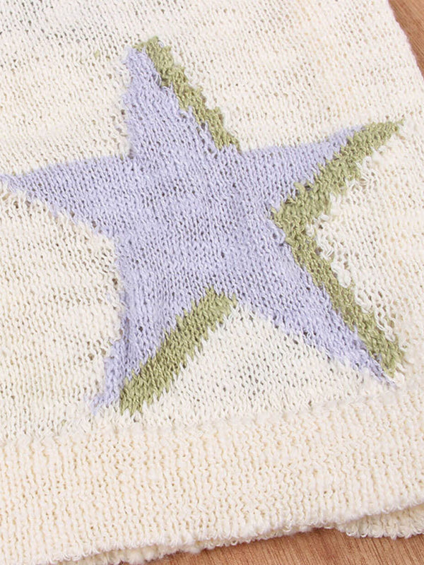 New five-pointed star knitted long-sleeved sweater