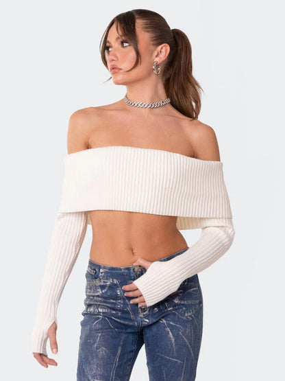 New comfortable and sexy woolen chest-wrapped long-sleeved sweater