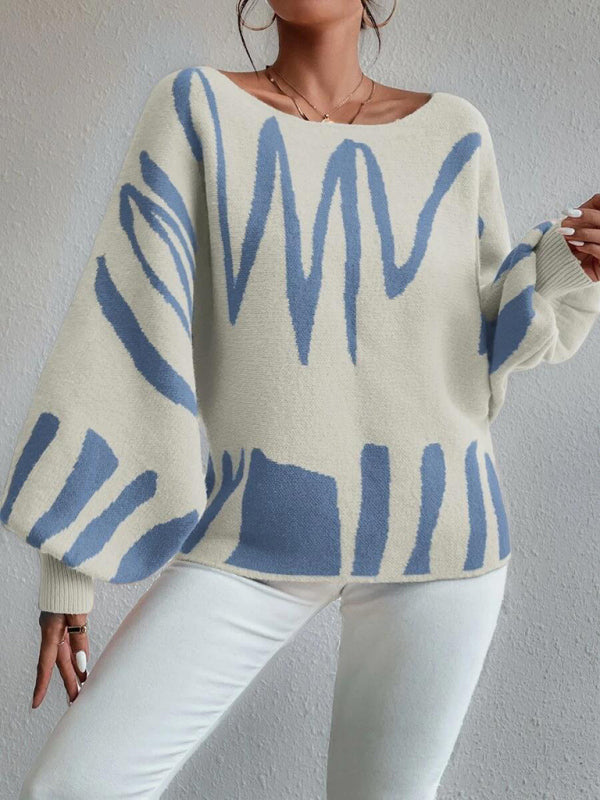 Pull ample à manches lanternes pour femmes 