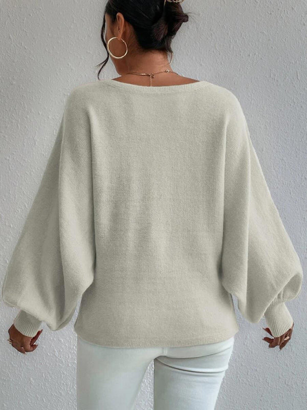 Pull ample à manches lanternes pour femmes 