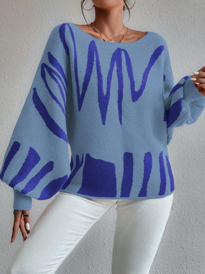 Pull ample à manches lanternes pour femmes 