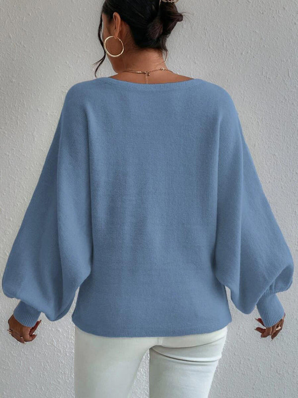 Pull ample à manches lanternes pour femmes 