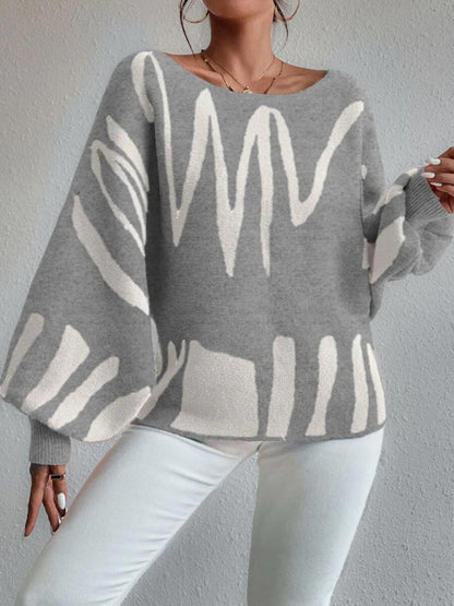 Pull ample à manches lanternes pour femmes 