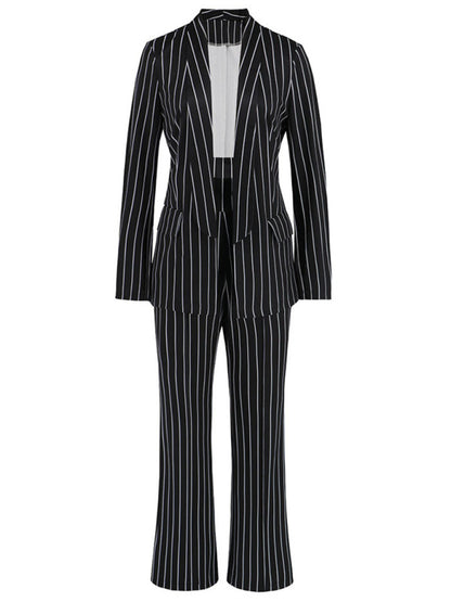 Blazer, straight wide-leg trousers two-piece suit