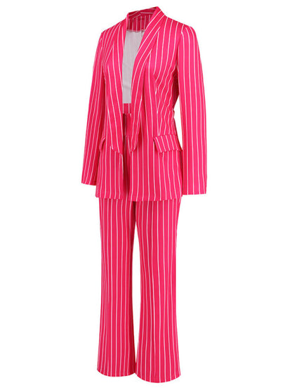 Blazer, straight wide-leg trousers two-piece suit