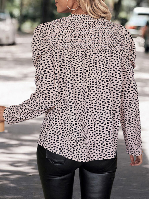 New round neck leopard print long sleeve shirt
