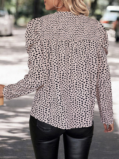 Chemise à manches longues et col rond, imprimé léopard, nouvelle collection 