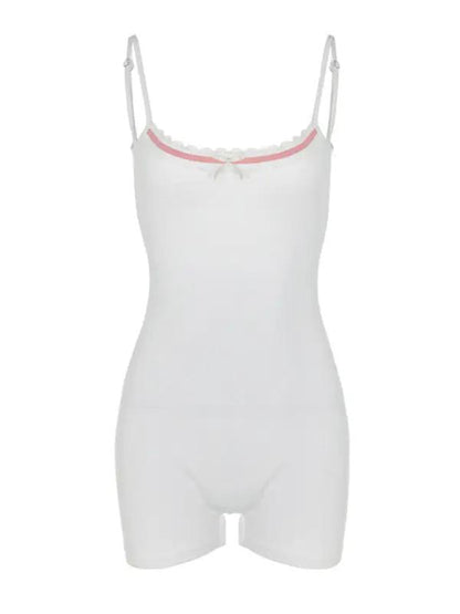 White slim fit backless suspender jumpsuit front view