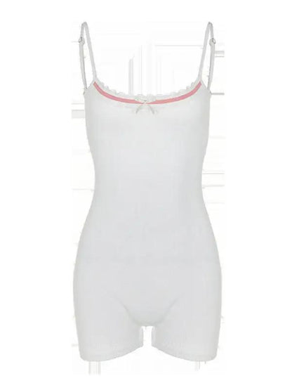 White slim fit backless suspender jumpsuit front view