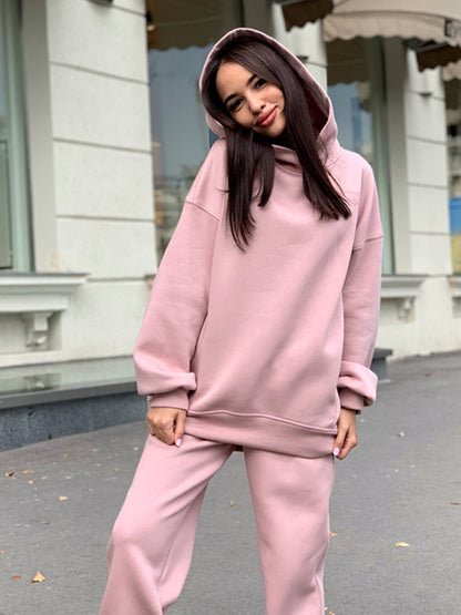 Lässiges zweiteiliges Damen-Set mit Kapuzensweatshirt 