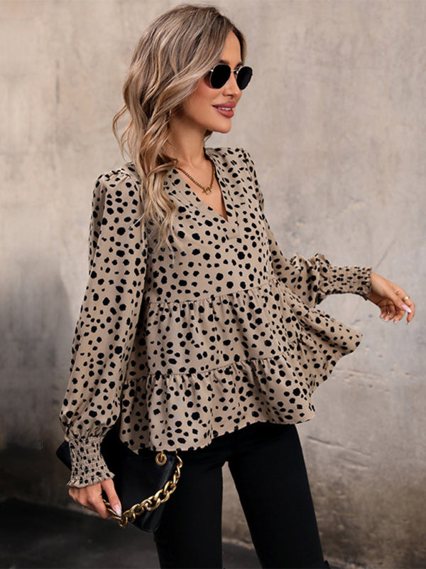 Chemise à manches longues imprimé léopard pour femme, nouvelle collection 