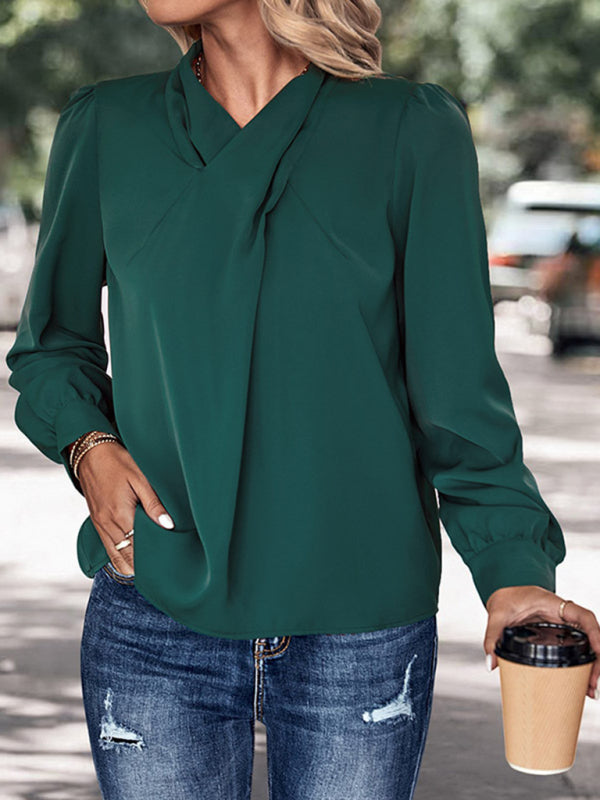 Neues einfarbiges Pullover-Langarmshirt für Damen 