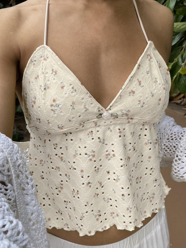 Nouveau gilet camisole floral à volants à la mode 