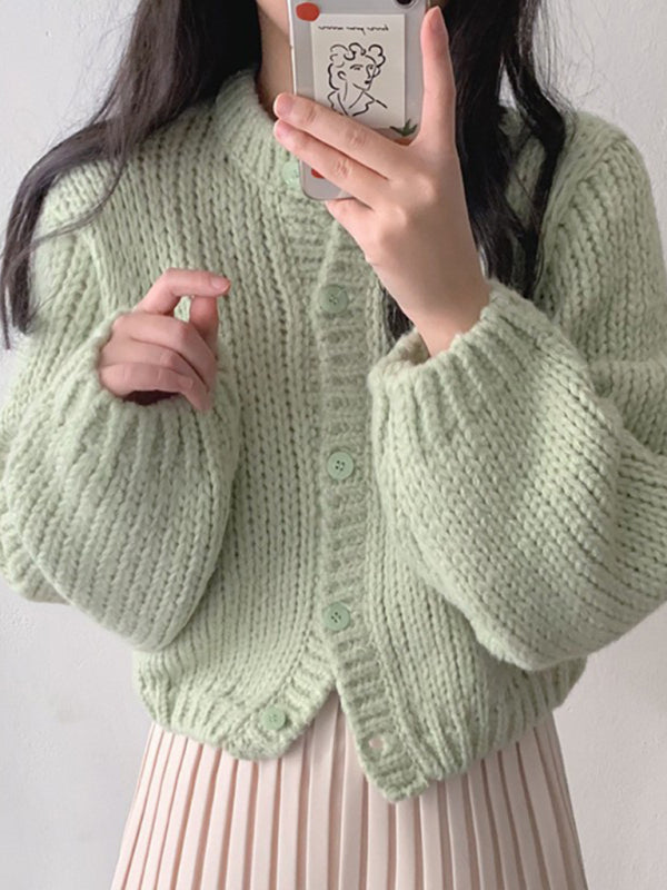 cardigan pull court et épais pour femme 