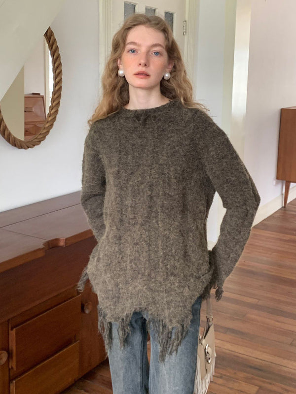 Nouveau pull à manches longues à pompon pour femme 