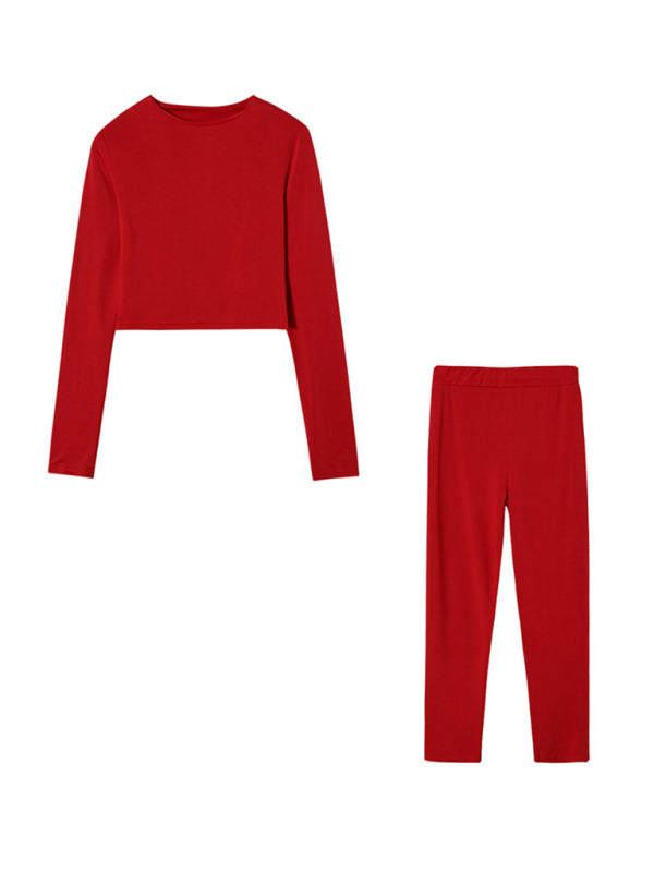 New fashionable casual sports suit slim long-sleeved two-piece set