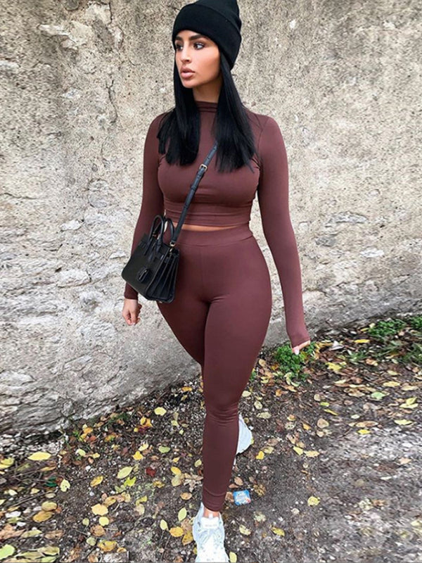 New fashionable casual sports suit slim long-sleeved two-piece set