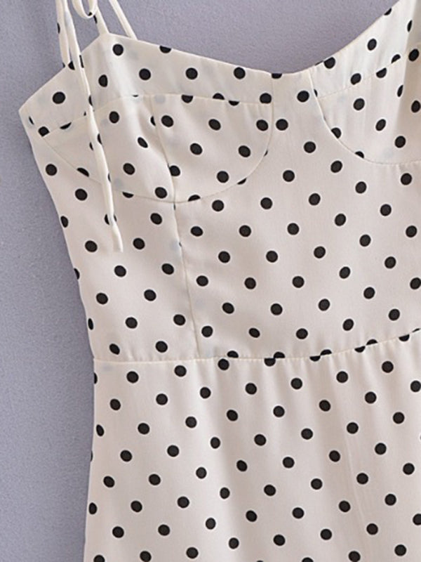 Damen-Trägerkorsettkleid mit süßem Polka-Dot-Print und schmalerer Taille 