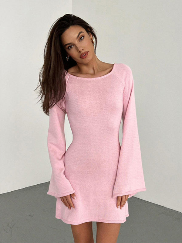 Robe de plage ample à manches cloche, dos nu, Sexy, nouvelle collection pour femmes 