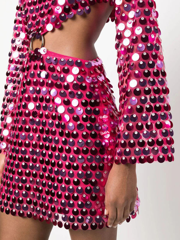 Robe irrégulière à paillettes pour femmes, nouvelle mode 