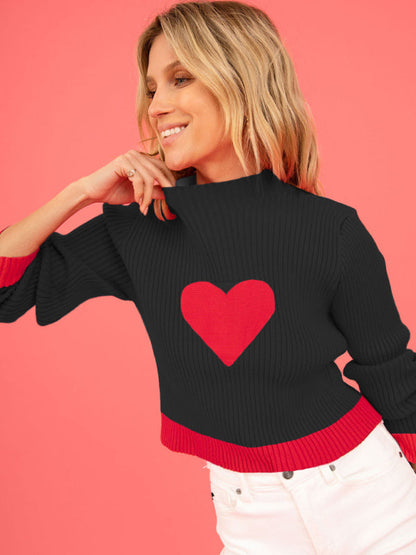 Pull à col roulé Valentine Love pour femmes 