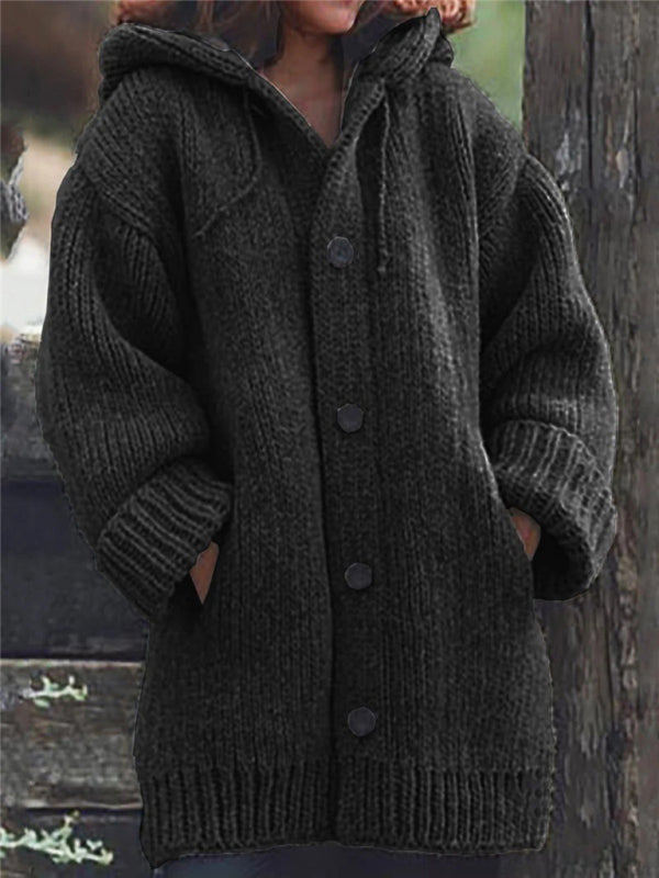 Lockerer, warmer Damen-Cardigan mit Kapuze 