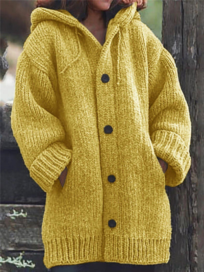 Lockerer, warmer Damen-Cardigan mit Kapuze 